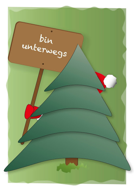 Grafikdesign als Vektorgrafik gestaltet mit Weihnachtsmann und Schild, Weihnachtskarte freebie