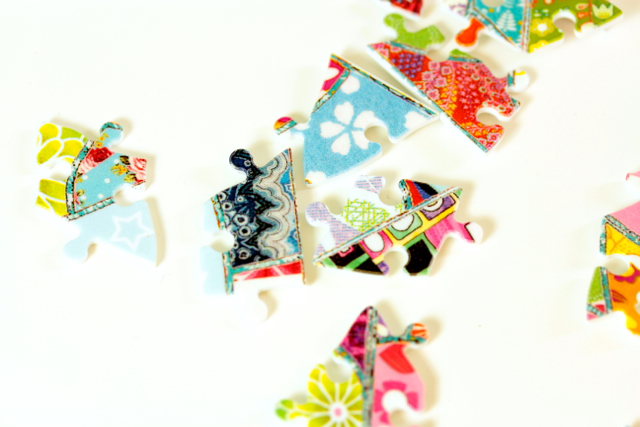 Bunte Puzzleteile im Patchwork-Look 